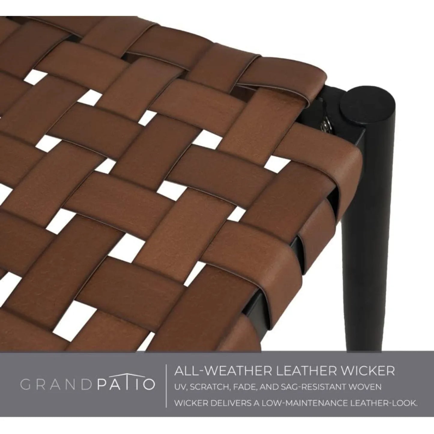 Huanzhuang 2 Seat Leather Look Wicker Outdoor Bench