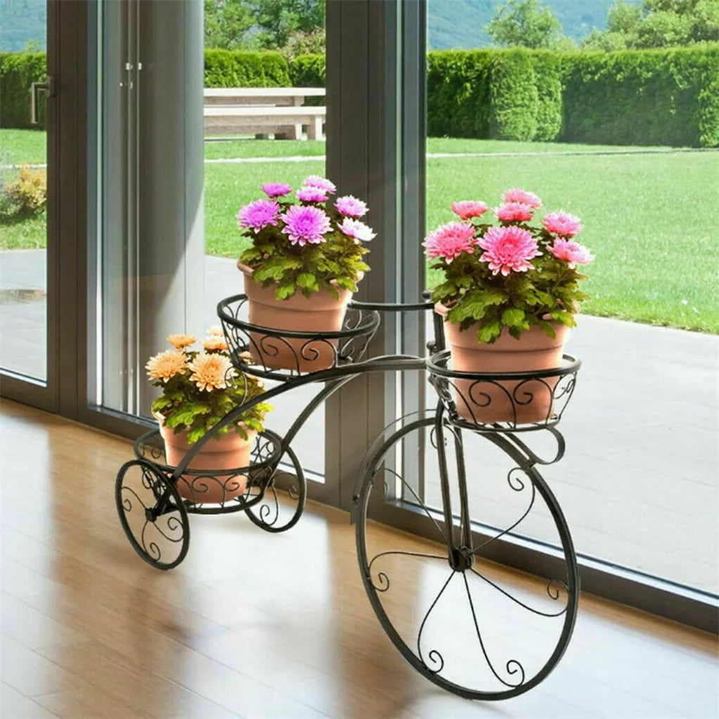 3 Tier Wrought Iron Bicycle Plant Stand Tricycle Planter