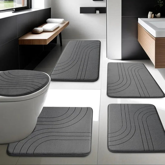 Bathroom Rug Set 5 Pieces Soft Memory Foam Non Slip Mats