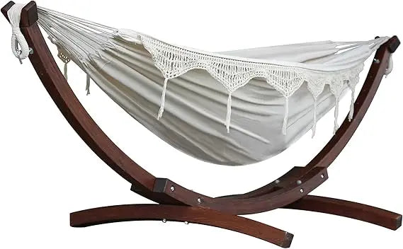 Solid Pine Wood Hammock Combo Outdoor Two Seat Set Premium