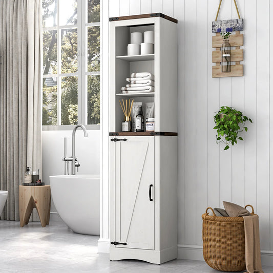 Farmhouse Linen Storage Cabinet With Adjustable Shelves
