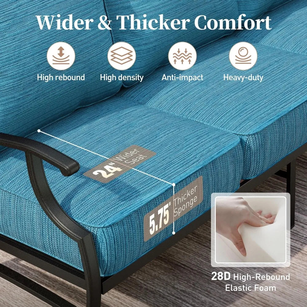 Metal Outdoor Swivel Patio Chairs Set of Two High Back