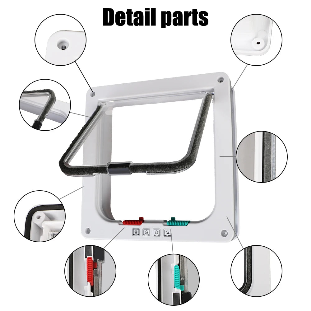 Cat Dog Flap Door ABS Plastic With 4 Way Lock