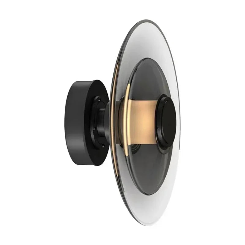 Modern Minimalist Glass Disc Wall Lamp LED Bedroom Living
