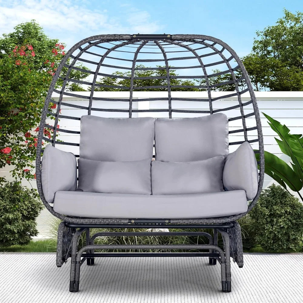 Ticify Outdoor Double Egg Chair With Steel Stand For Two