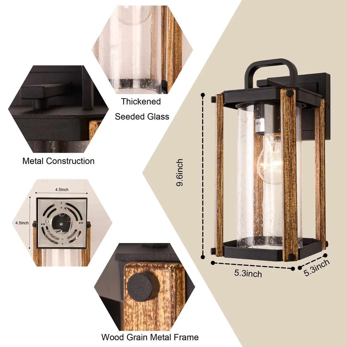 Outdoor Wall Mount Light Fixture Sconce With Glass Shade