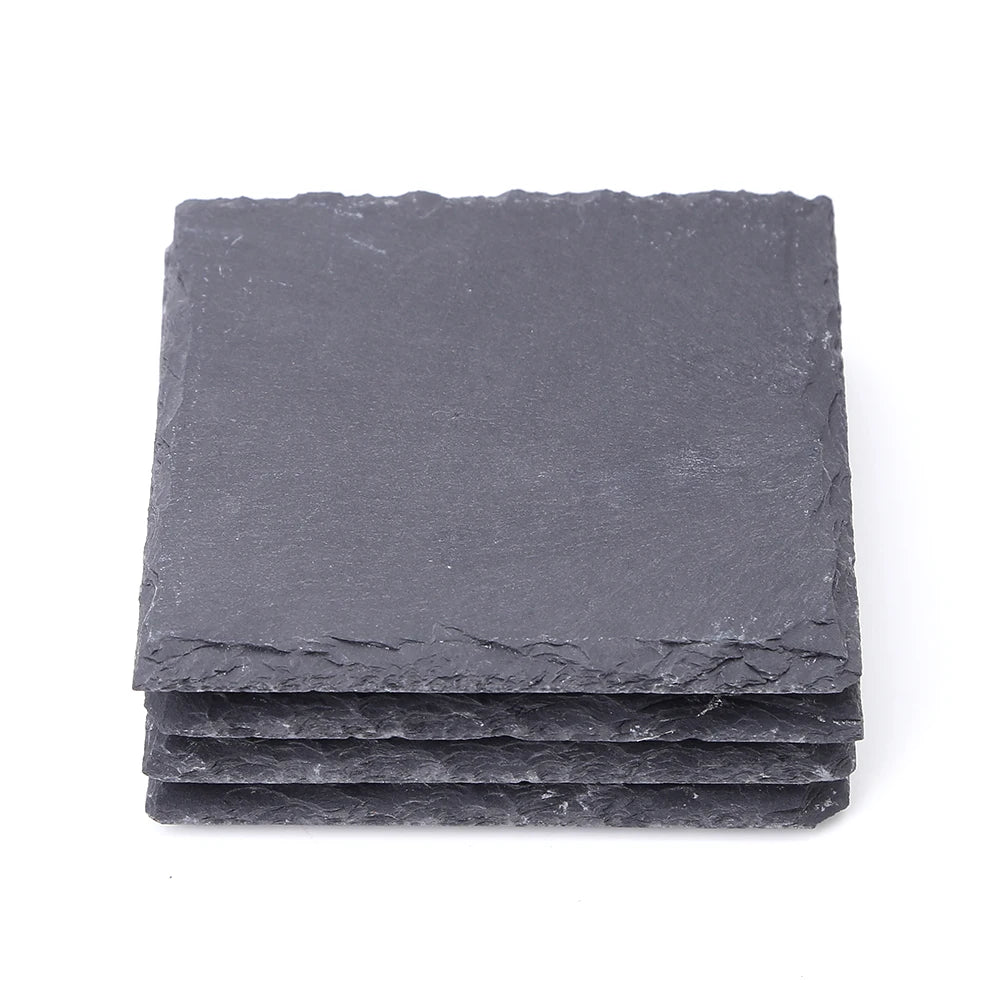 Slate Cup Coaster Mats 4Pcs Eco Friendly Antiskid Square