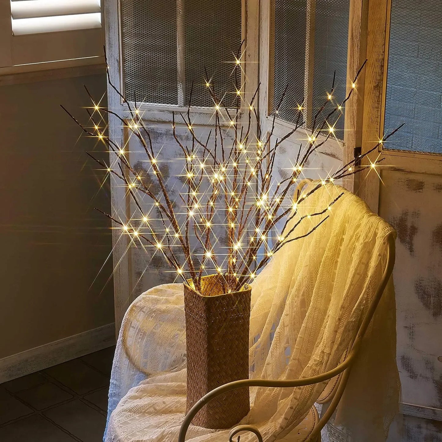 Lighted Willow Branch With Fairy Lights For Christmas Decor