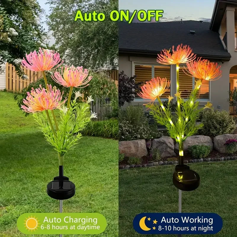 Solar Garden Lights With Glowing Flowers Outdoor Yard Decor