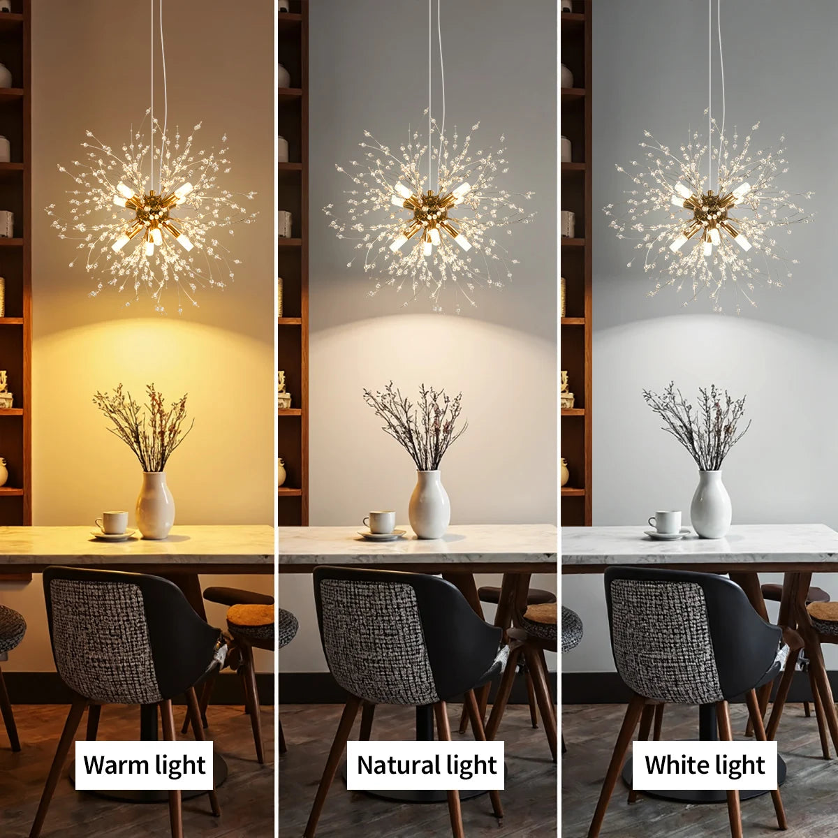 Modern Golden Crystal Chandelier Dandelion Fireworks G9