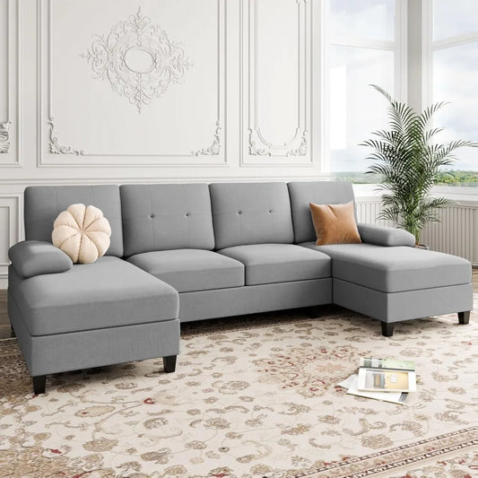 U Shaped Sectional Sofa With Removable Armrests For Living