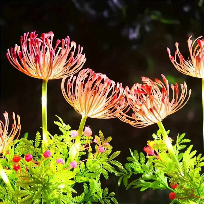 Solar Garden Lights With Glowing Flowers Outdoor Yard Decor