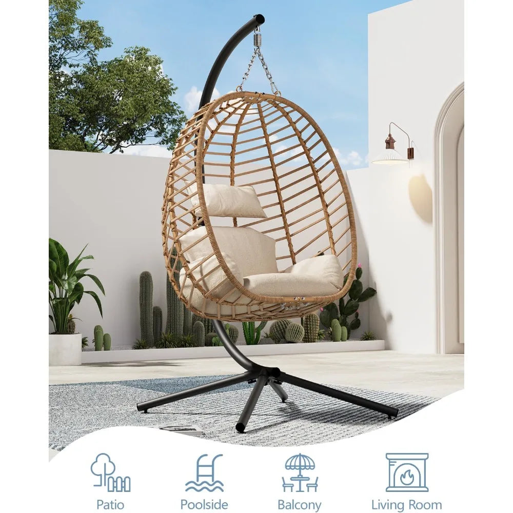 Huanzhuang Egg Swing Chair With Stand Outdoor Patio Cushion