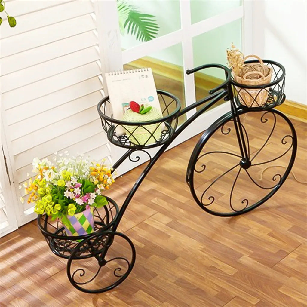 3 Tier Wrought Iron Bicycle Plant Stand Tricycle Planter