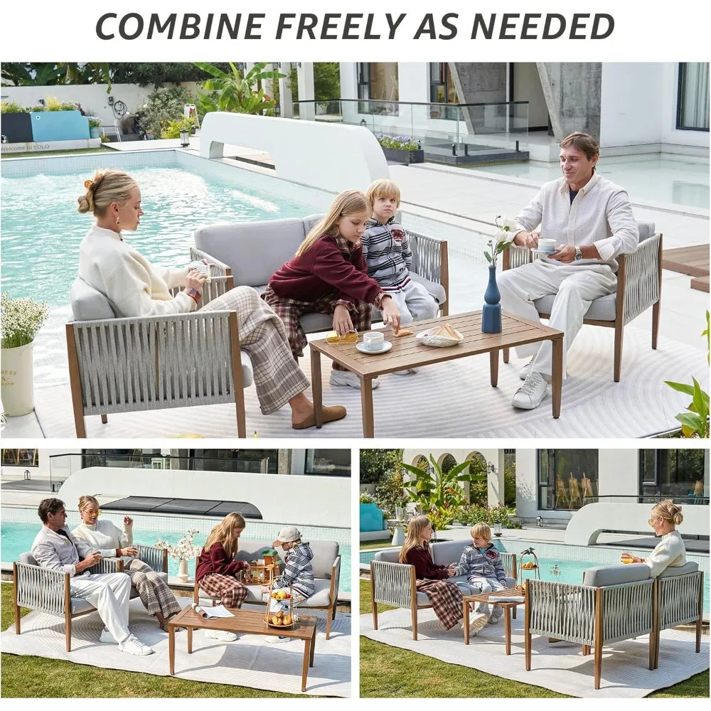 HUANZHUANG Outdoor Patio Deep Seating Sofa Group Set