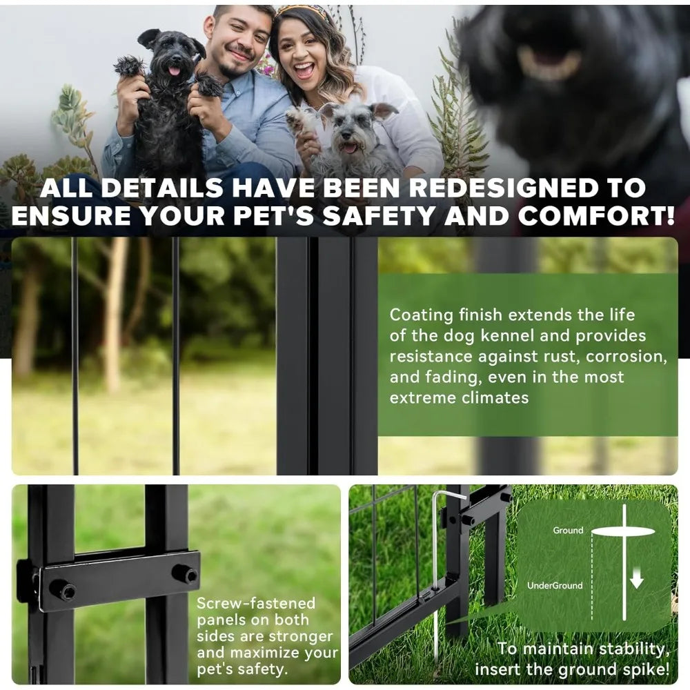 HUANZHUANG Outdoor Dog Kennel Heavy Duty Welded Wire Lock