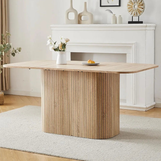 Yuqunfur Modern Dining Table With Rounded Corners