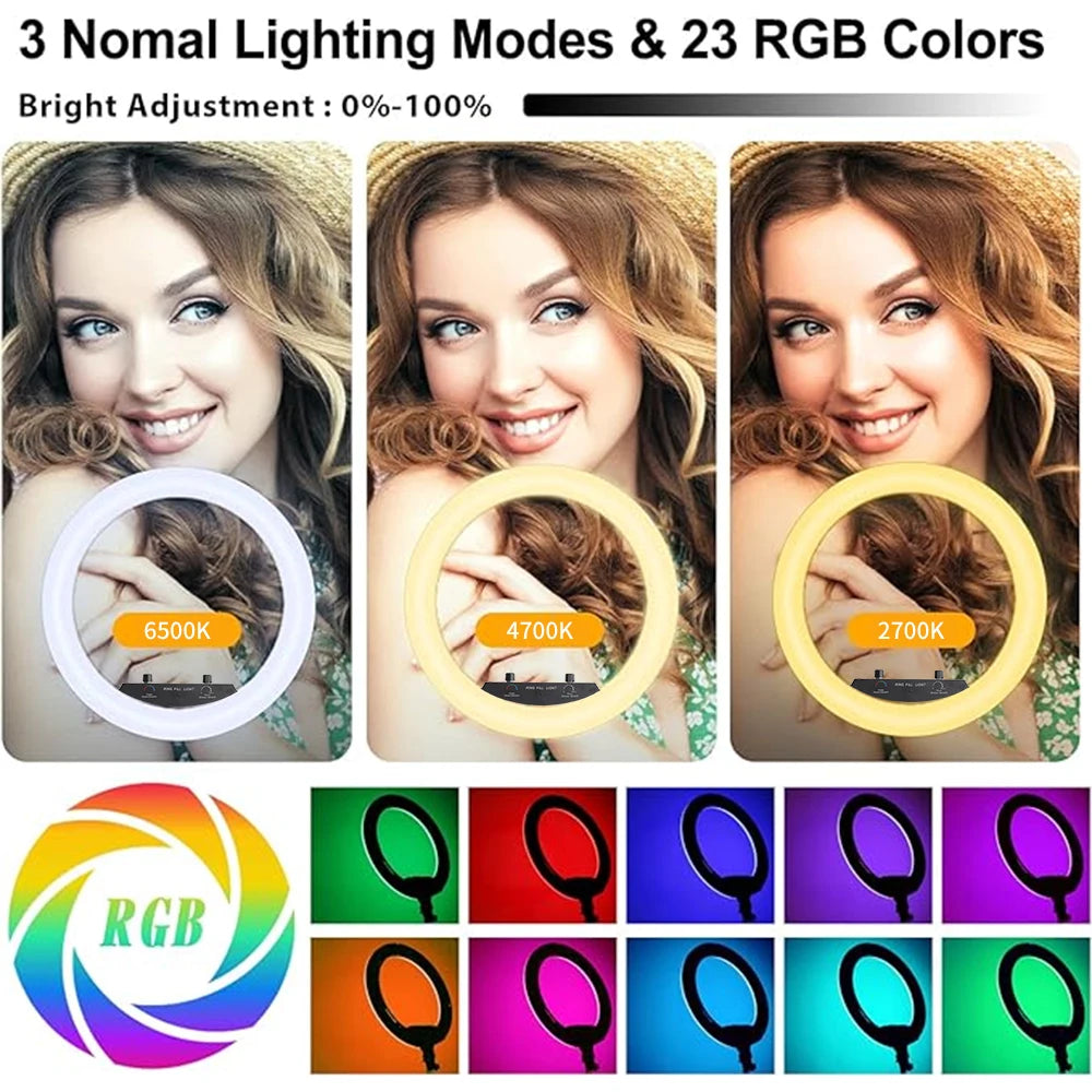 Selfie Ring Light Kit LED With Remote And Tripod Stand