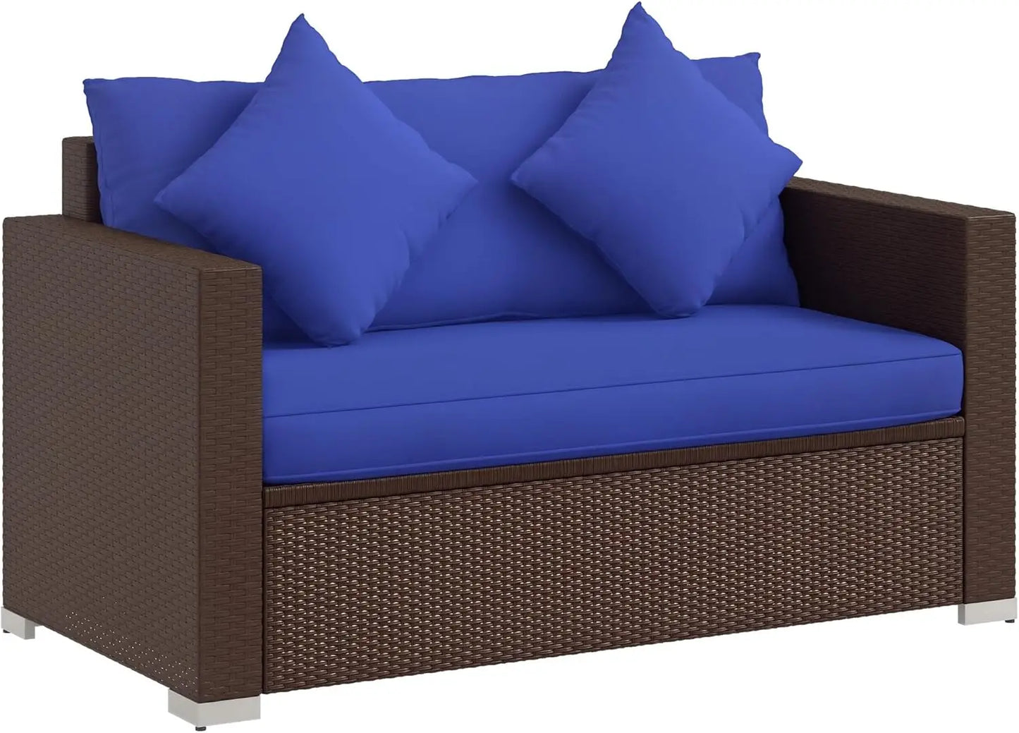Outdoor Wicker Loveseat With Cushions For Patio And Garden