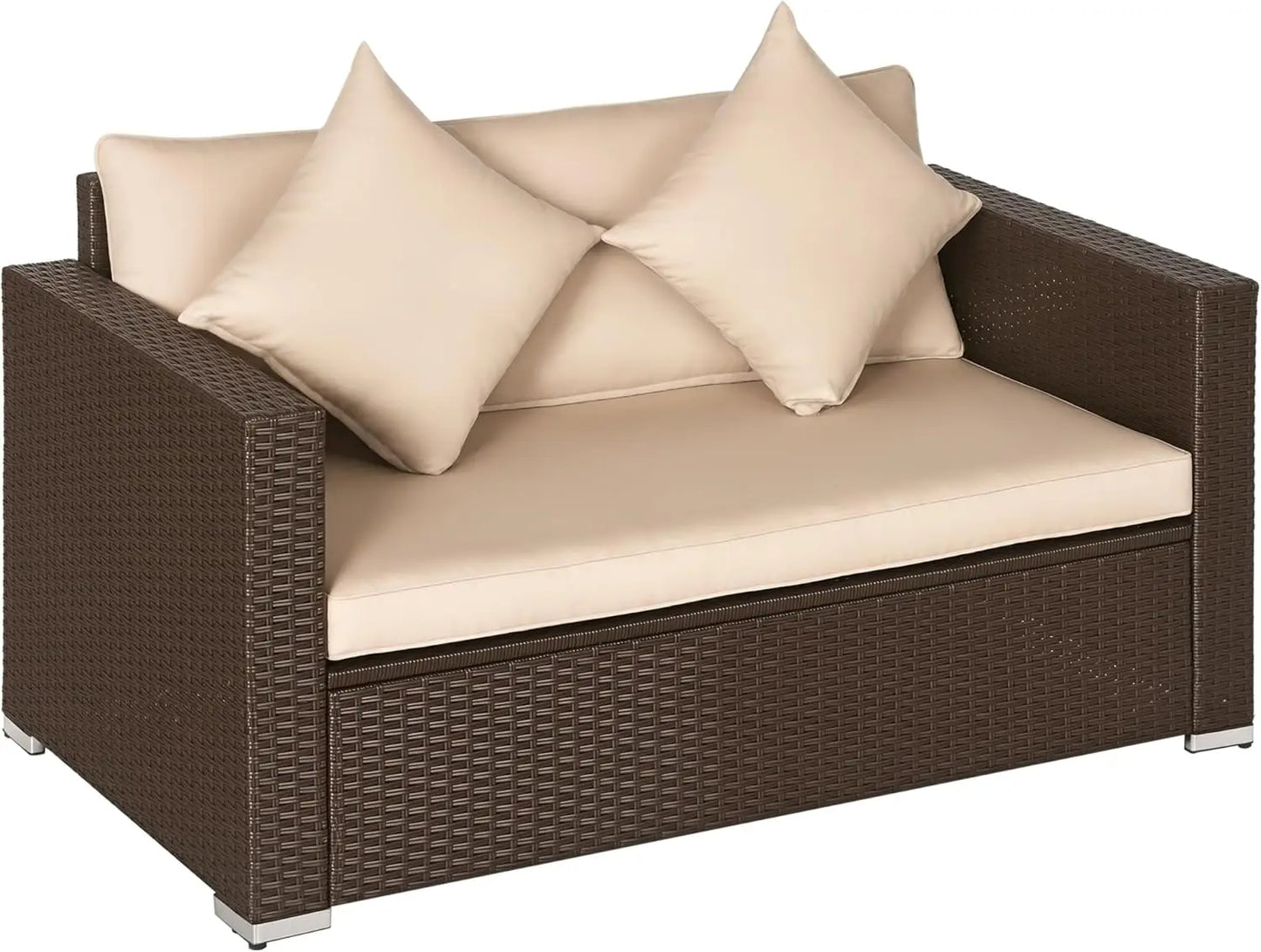 Huanzhuang Outdoor 2 Seat Patio Wicker Loveseat Cushions