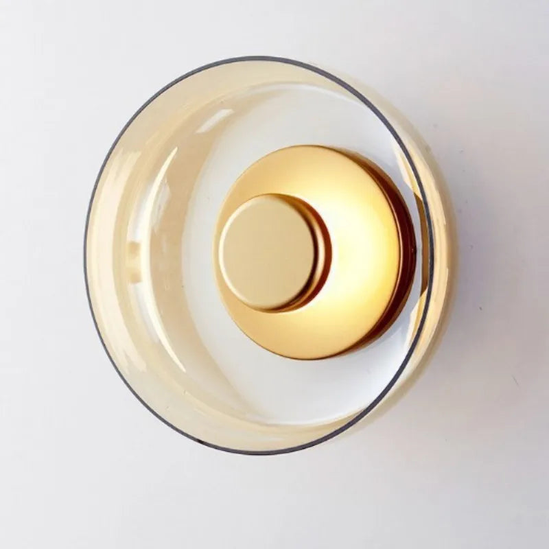 Glass Disc Wall Lamp LED Modern Minimalist Sconce Bedroom