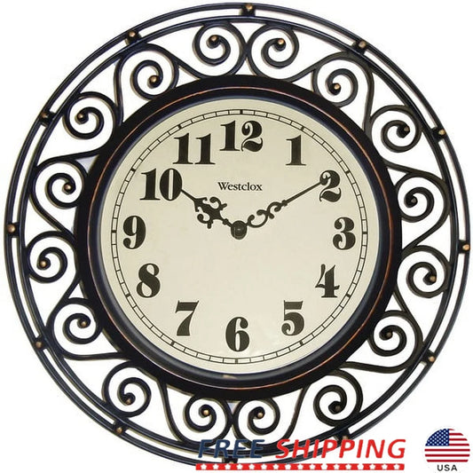 XMSJ Wrought Iron Style Decorative Wall Clock Quartz