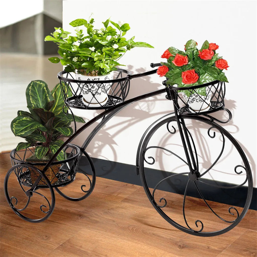 3 Tier Wrought Iron Bicycle Plant Stand Tricycle Planter