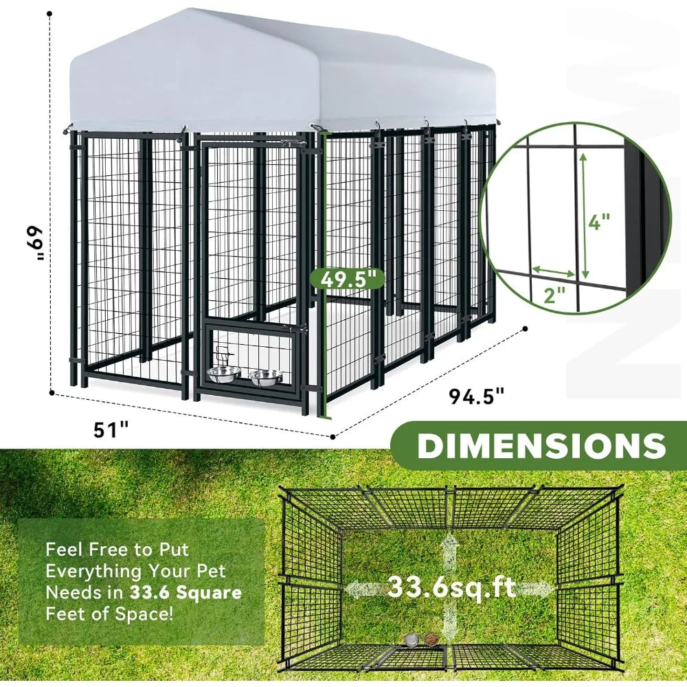 HUANZHUANG Outdoor Dog Kennel Heavy Duty Welded Wire Lock