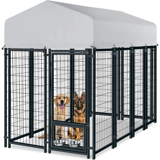 HUANZHUANG Outdoor Dog Kennel Heavy Duty Welded Wire Lock