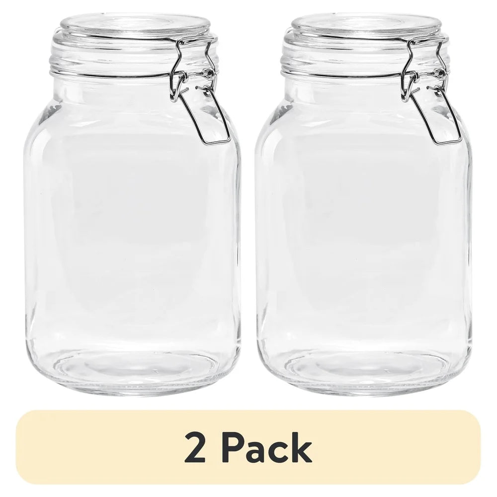 XMSJ Airtight Clear Glass Storage Jar Set 2 Pack Canisters