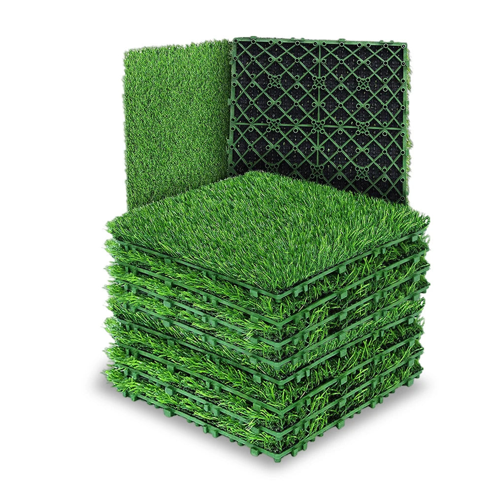 APWIKOGERH Interlocking Artificial Grass Tiles Indoor Outdoor
