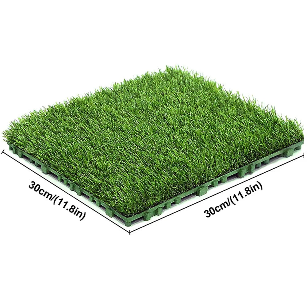 APWIKOGERH Interlocking Artificial Grass Tiles Indoor Outdoor