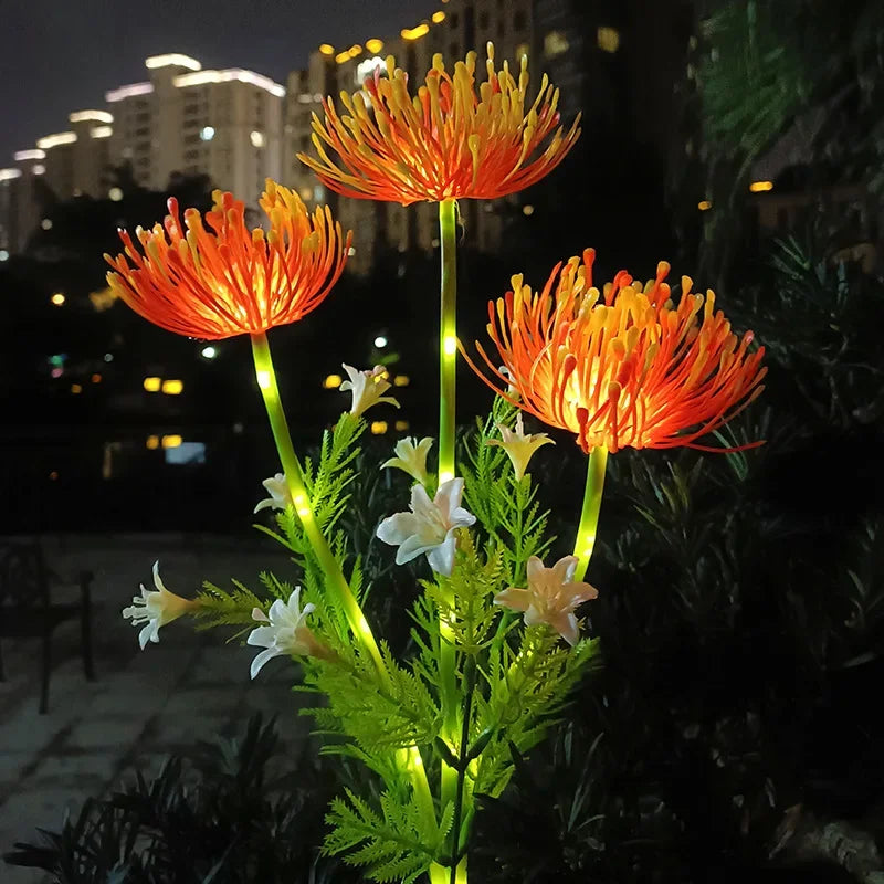 Solar Garden Lights With Glowing Flowers Outdoor Yard Decor