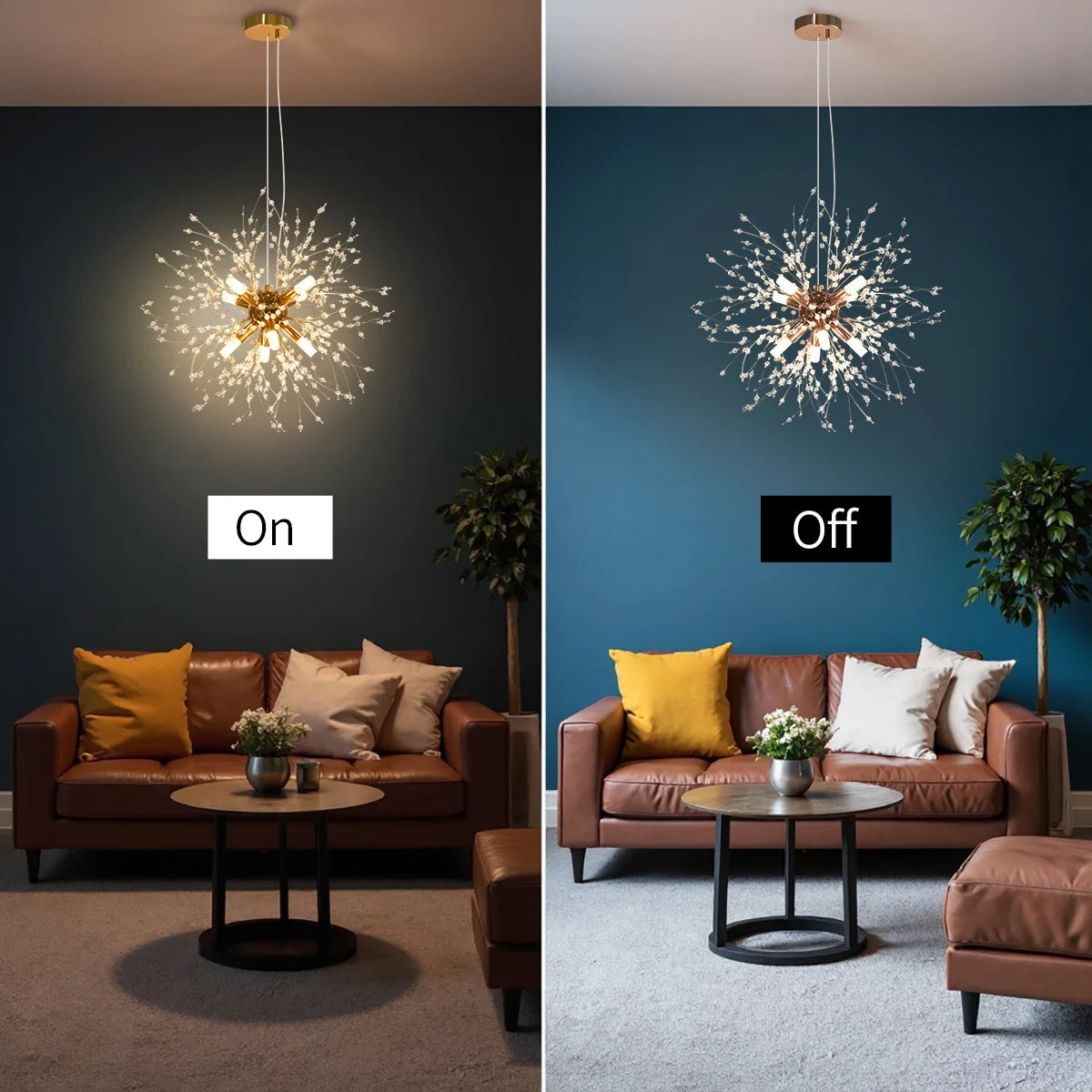 Modern Golden Crystal Chandelier Dandelion Fireworks G9