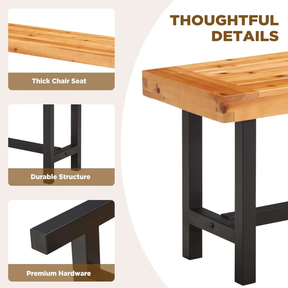 HUANZHUANG Outdoor Wood Benches Waterproof Patio Set