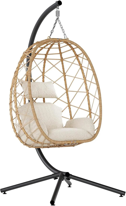 Huanzhuang Egg Swing Chair With Stand Outdoor Cushioned