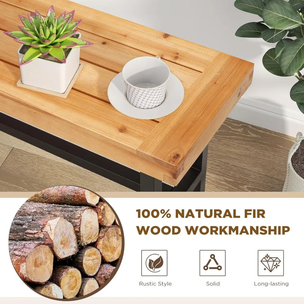 HUANZHUANG Outdoor Wood Benches Waterproof Patio Set