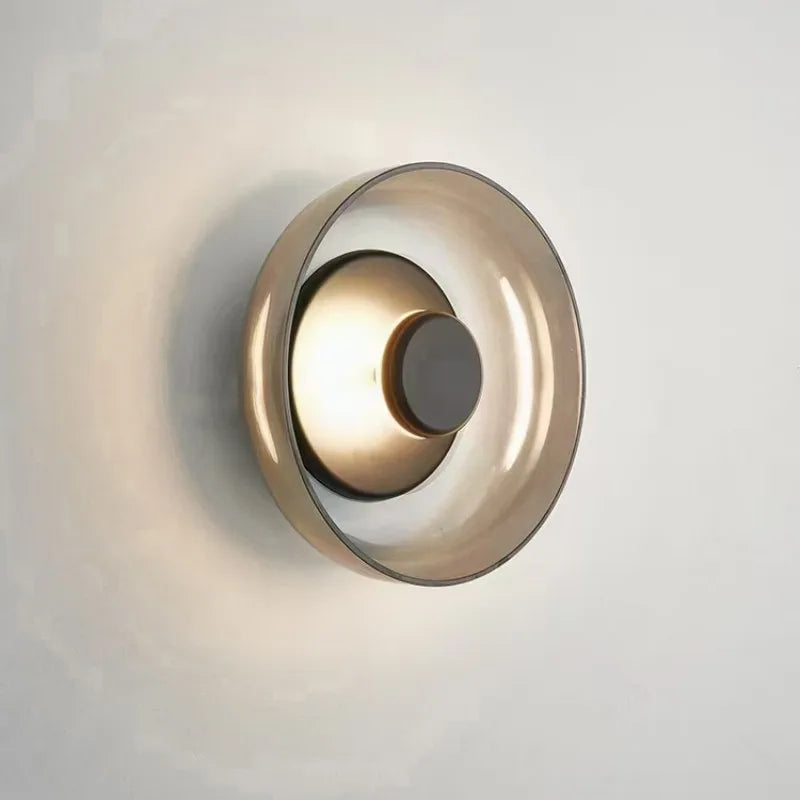 Glass Disc Wall Lamp LED Modern Minimalist Sconce Bedroom