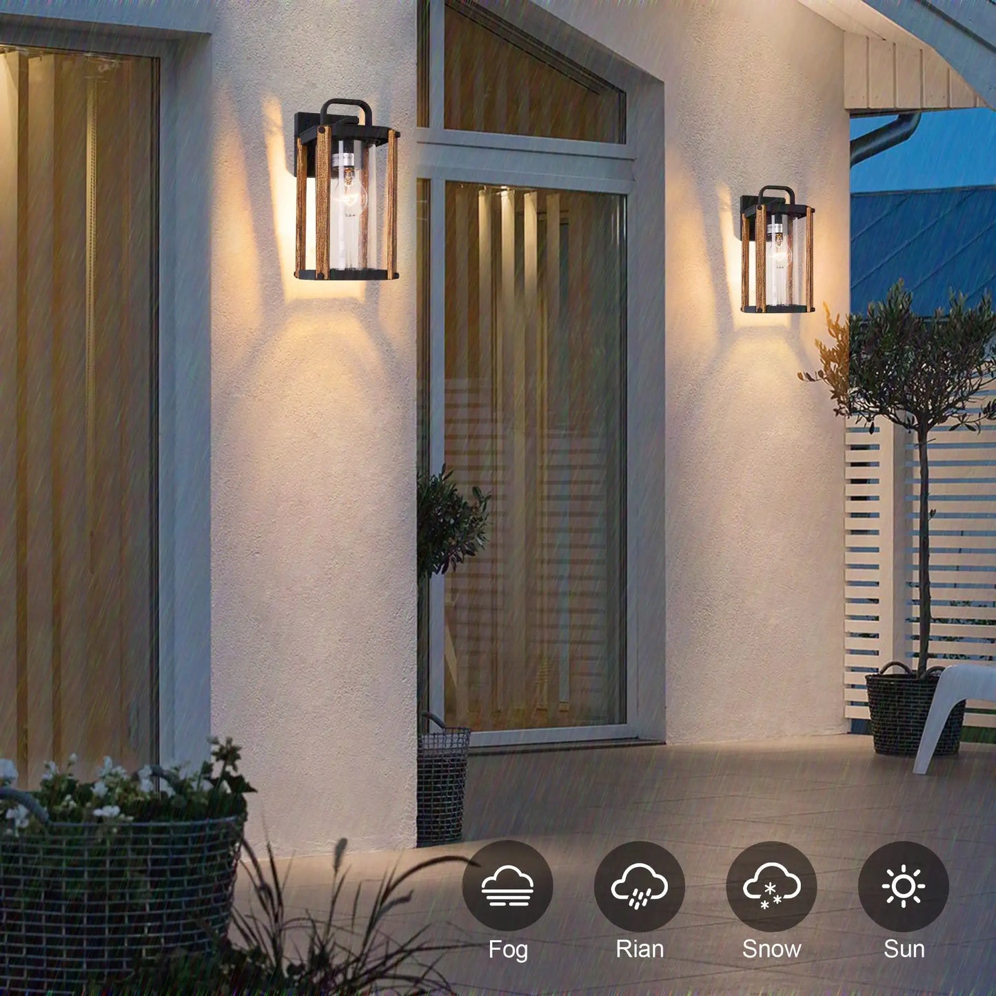 Outdoor Wall Mount Light Fixture Sconce With Glass Shade