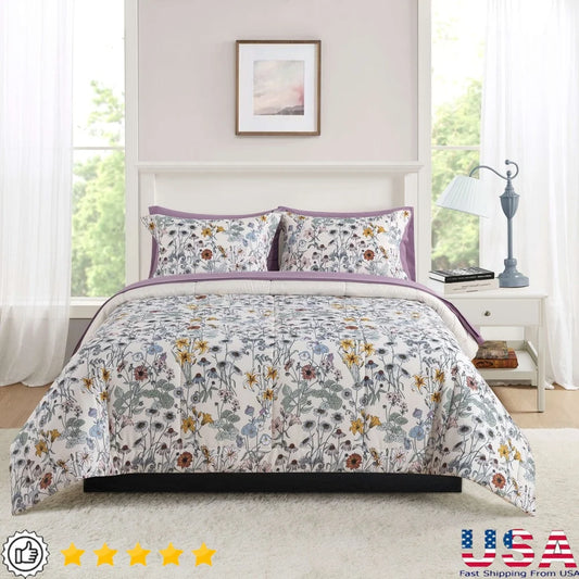 Dutrieux Floral Reversible Comforter Set Shams Polyester
