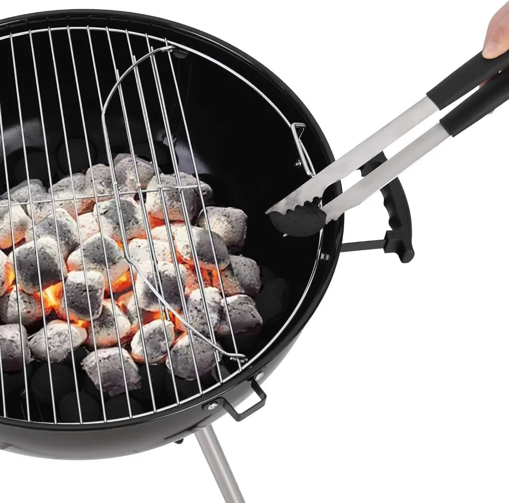 Kettle Charcoal BBQ Grill With Wheels Porcelain Lid