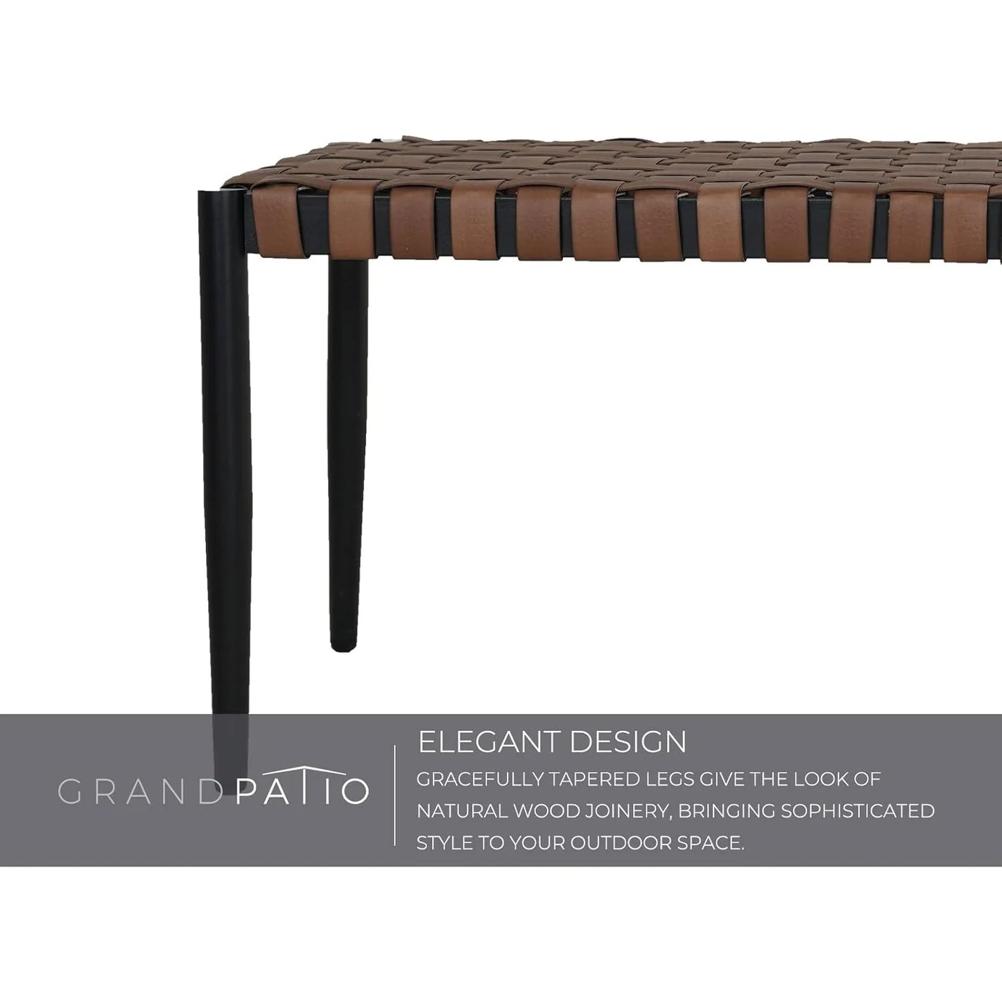 Huanzhuang 2 Seat Leather Look Wicker Outdoor Bench