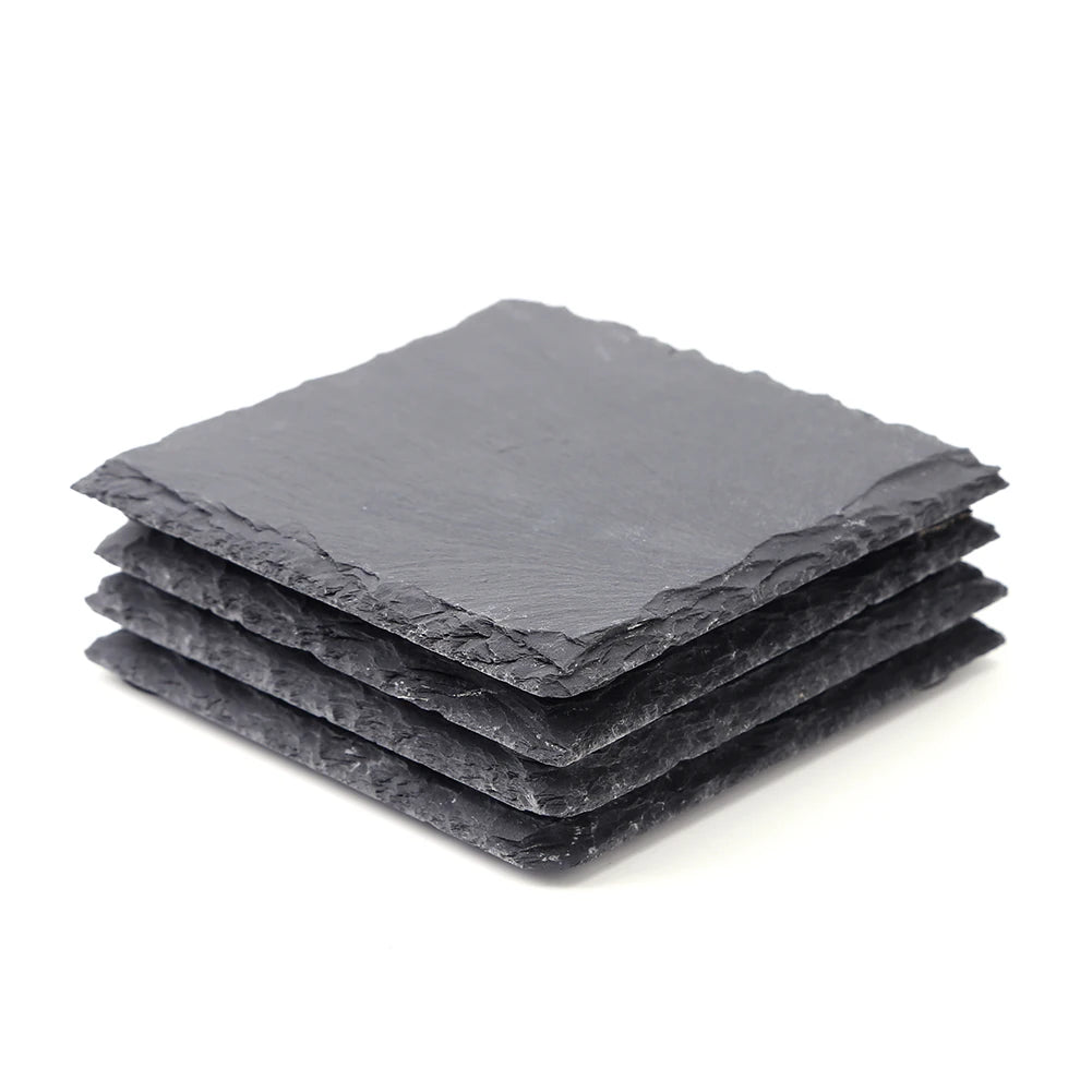 Slate Cup Coaster Mats 4Pcs Eco Friendly Antiskid Square