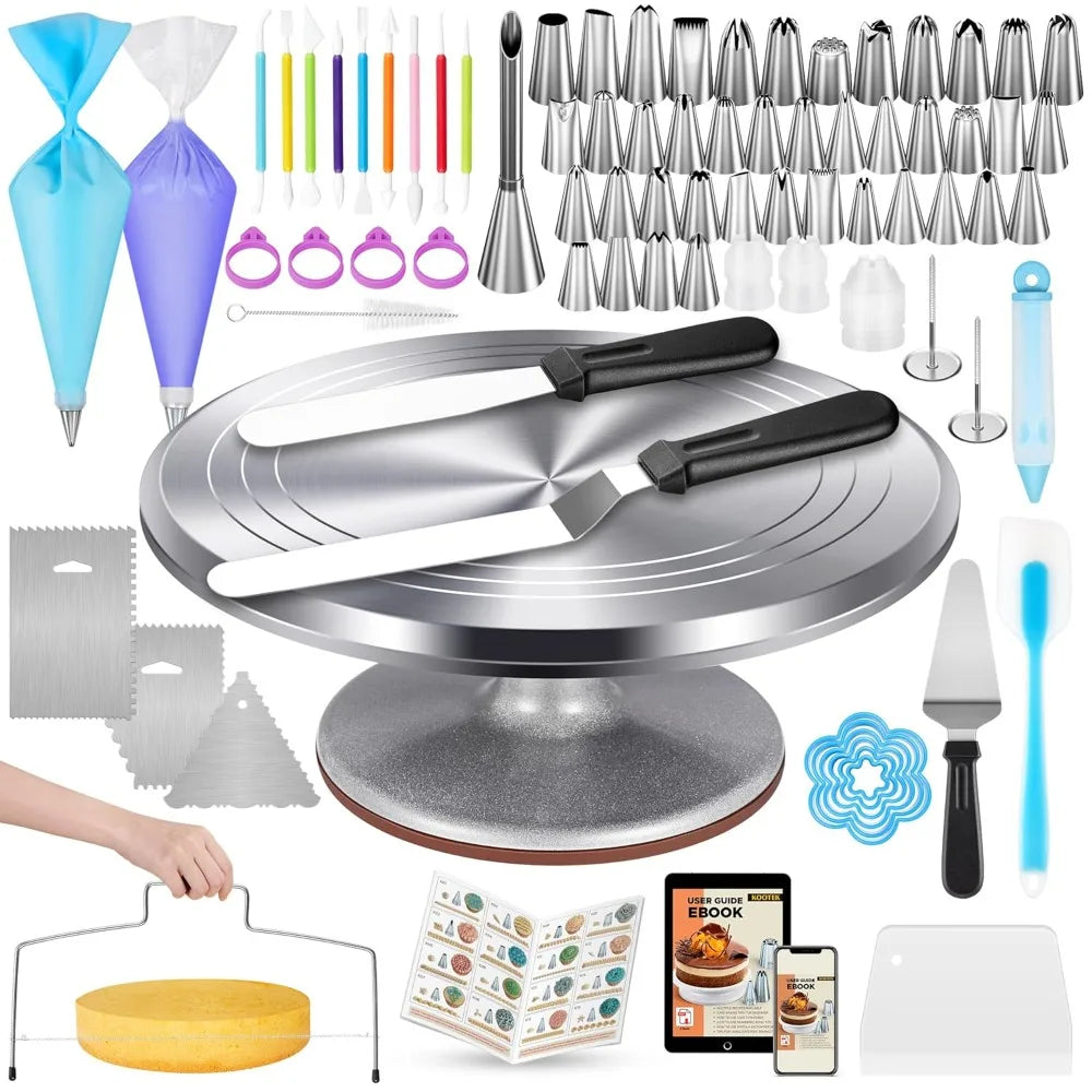 Aluminium Alloy Revolving Cake Turntable Frosting Tools Kit