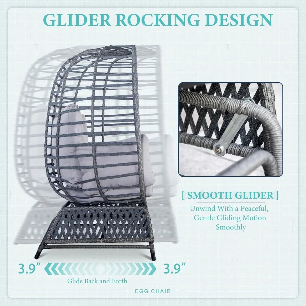 Ticify Outdoor Double Egg Chair With Steel Stand For Two