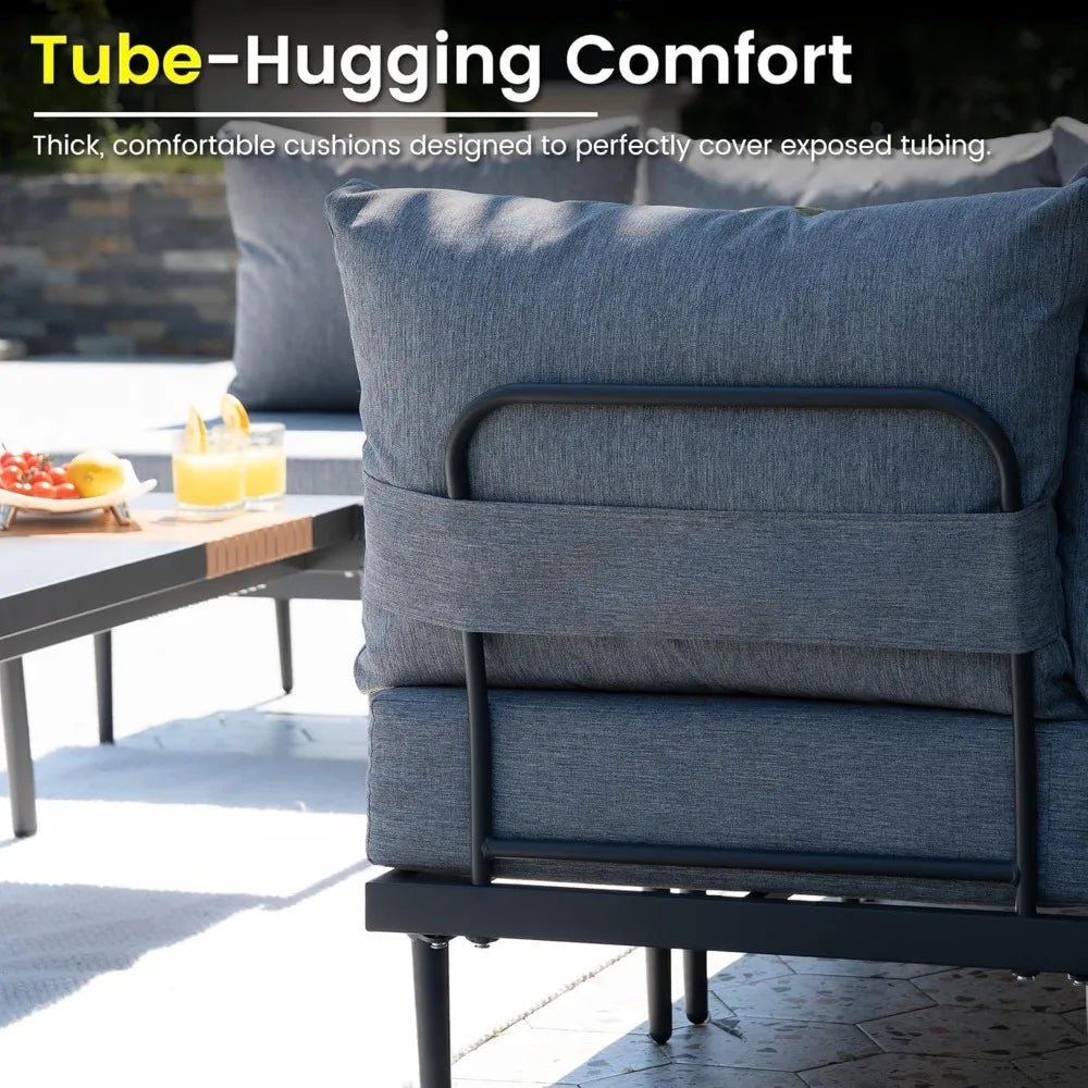 HUANZHUANG Metal Patio Furniture Set Outdoor Sectional Sofa