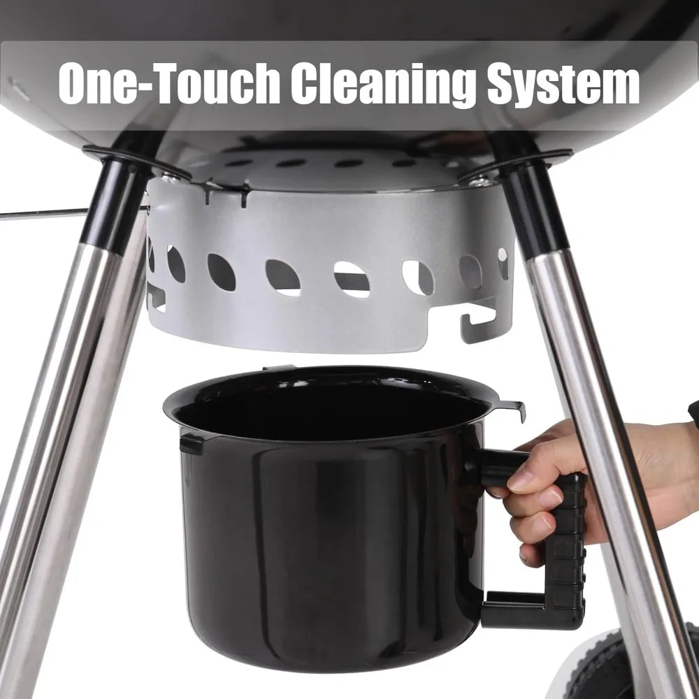 Kettle Charcoal BBQ Grill With Wheels Porcelain Lid