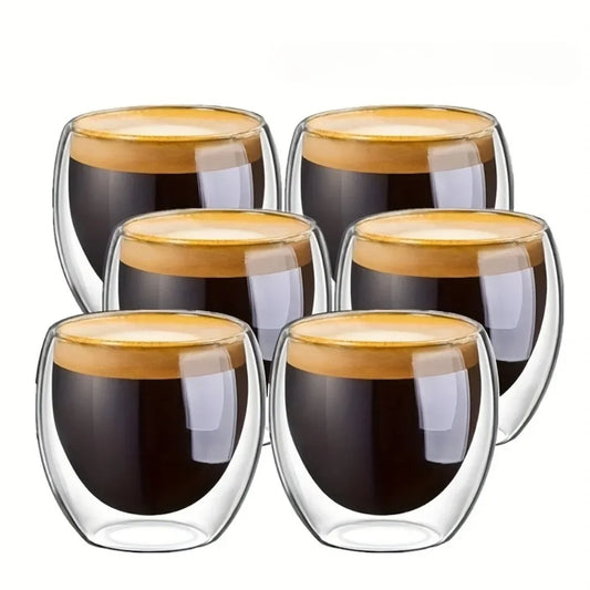 Double Wall Insulated Clear Glass Espresso Cups For Tea