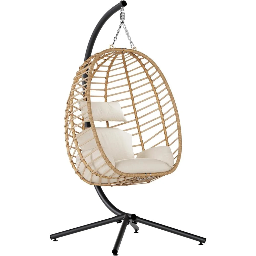 Huanzhuang Egg Swing Chair With Stand Outdoor Patio Cushion