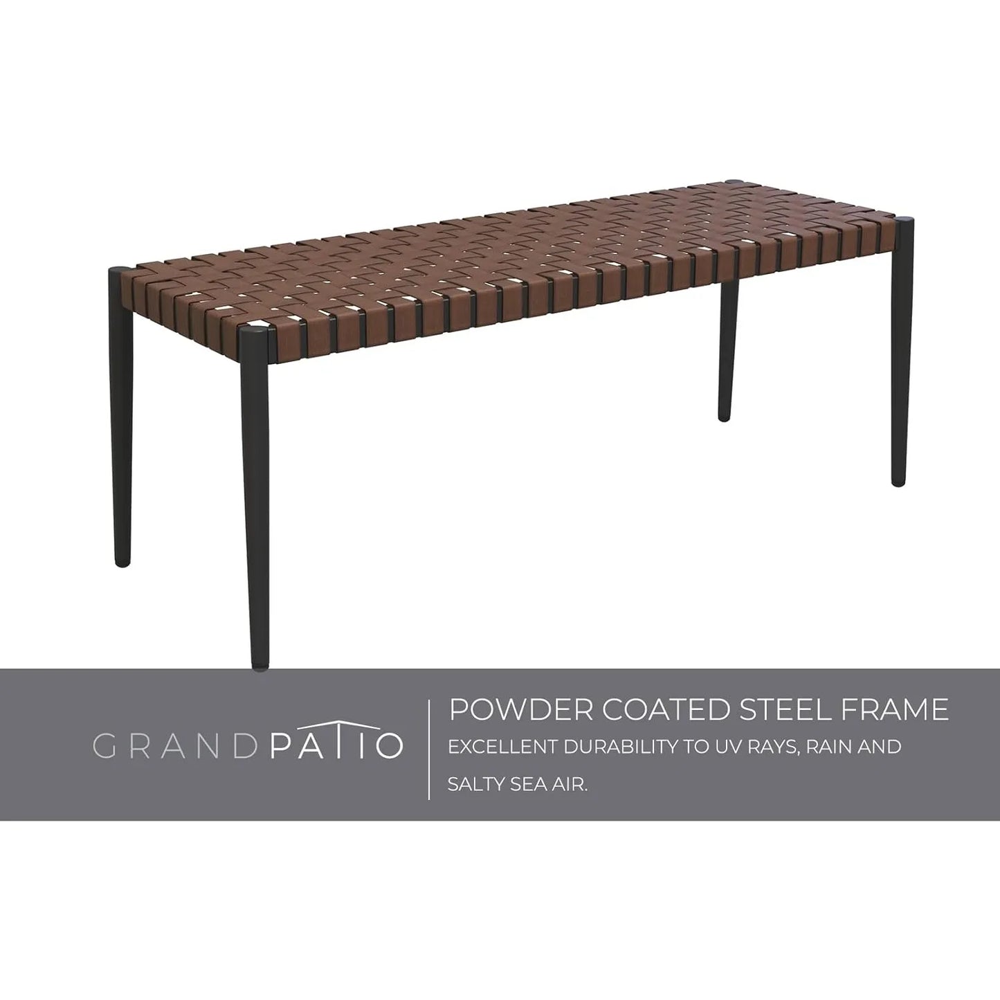 Huanzhuang 2 Seat Leather Look Wicker Outdoor Bench